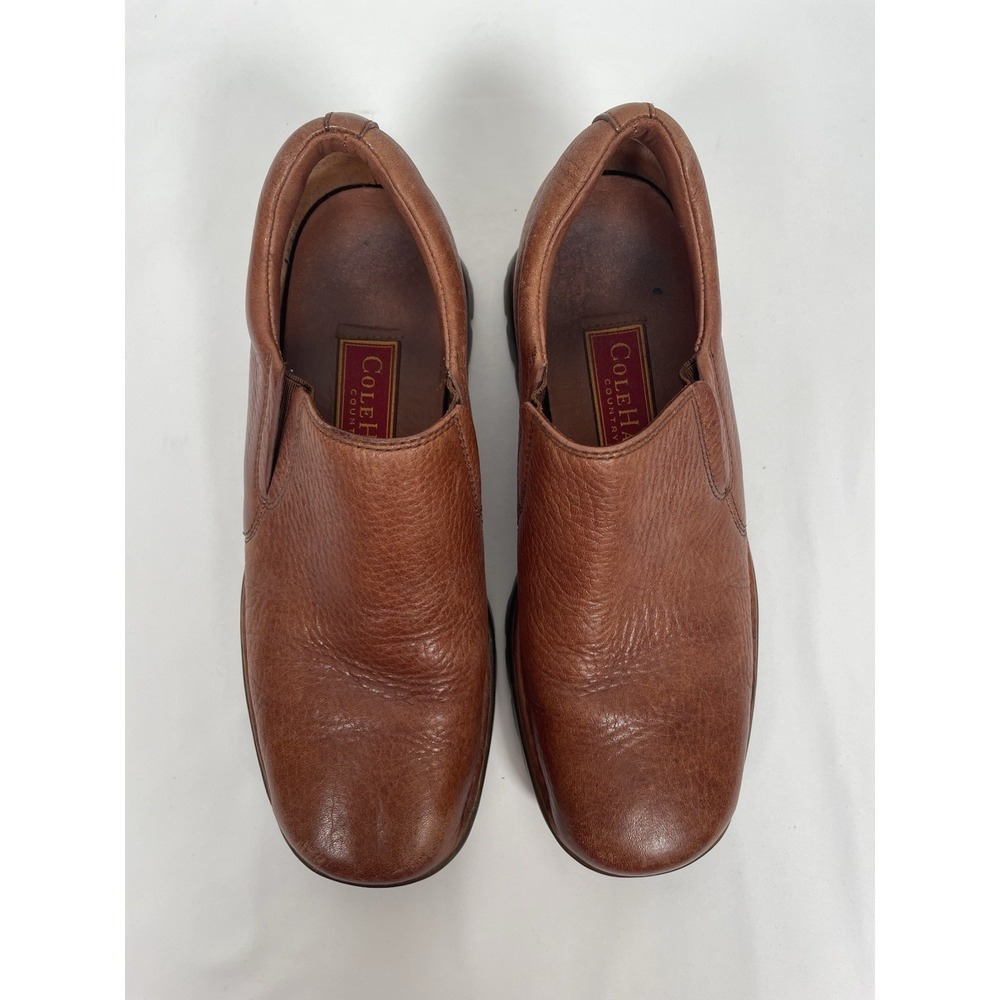 COLE HAAN Country Brown Pebbled Leather Comfort Slip On Women Loafer Shoes 8M